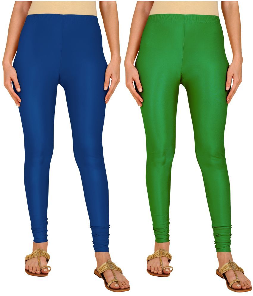     			Colorscube - Green,Navy Blue Lycra Women's Churidar ( Pack of 2 )