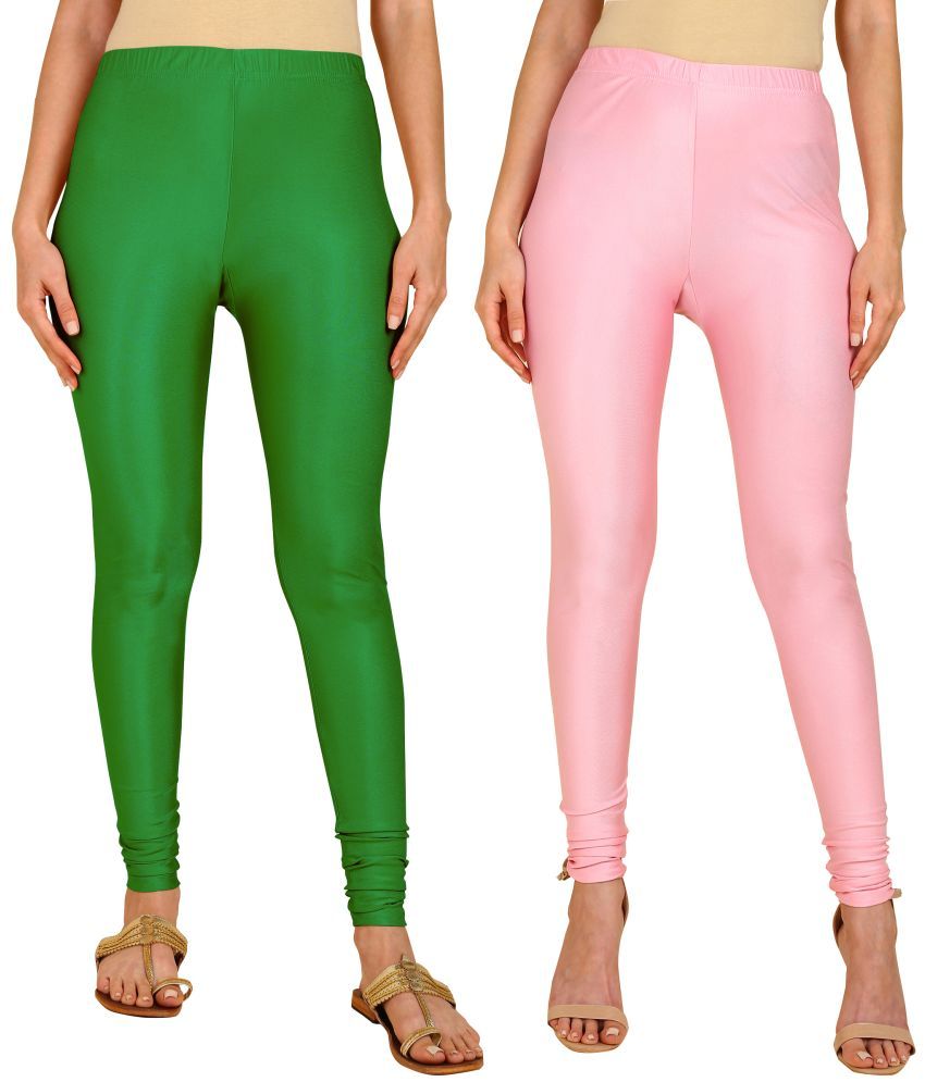     			Colorscube - Pink,Green Lycra Women's Churidar ( Pack of 2 )