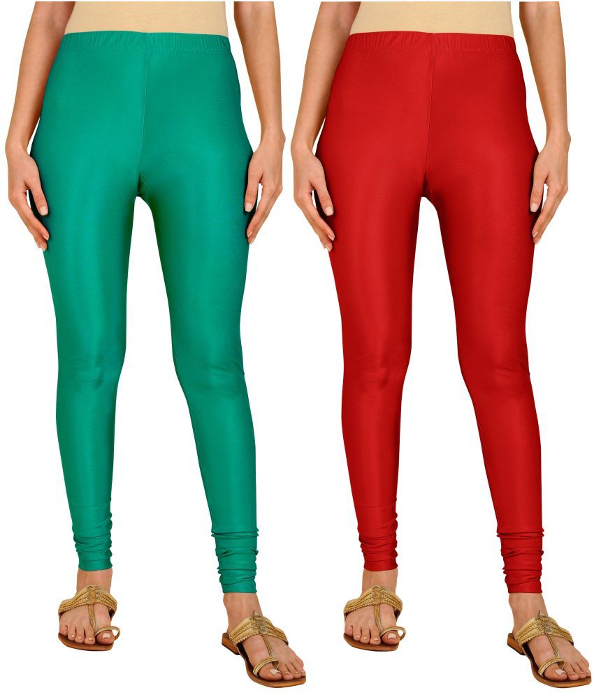     			Colorscube - Red,Sea Green Lycra Women's Churidar ( Pack of 2 )