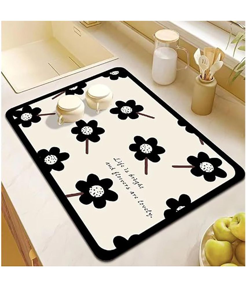     			House Of Quirk Rubber Floral Table Mats ( 45 cm x 30 cm ) Pack of 1 - White