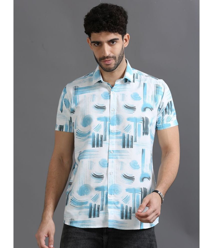     			KIBIT Polyester Regular Fit Printed Half Sleeves Men's Casual Shirt - Light Blue ( Pack of 1 )