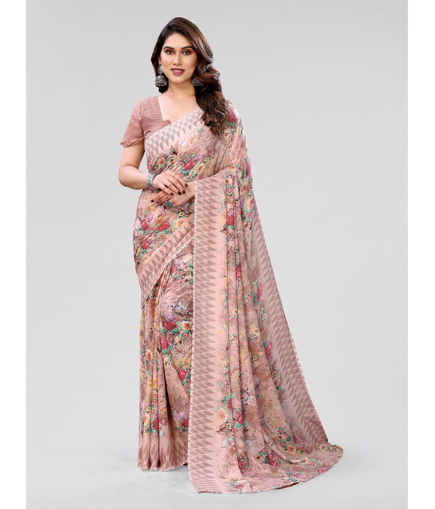     			Kashvi Sarees Georgette Printed Saree With Blouse Piece - Peach ( Pack of 1 )