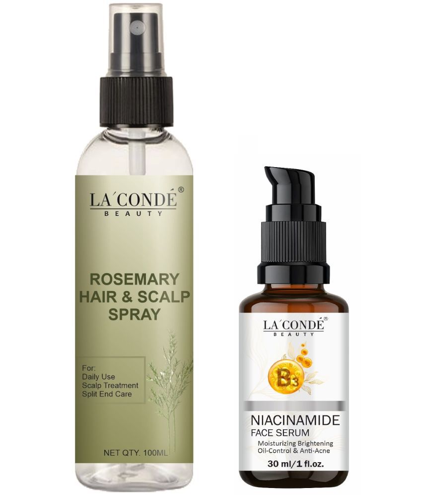     			LaConde Beauty Natural Rosemary Water | Hair Spray For Regrowth 100ml & Niacinamide Serum 30ml Set of 2