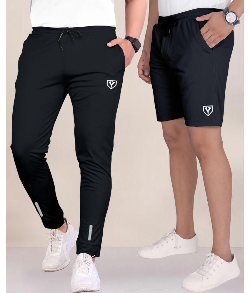     			Septem Black Polyester Men's Shorts ( Pack of 2 )