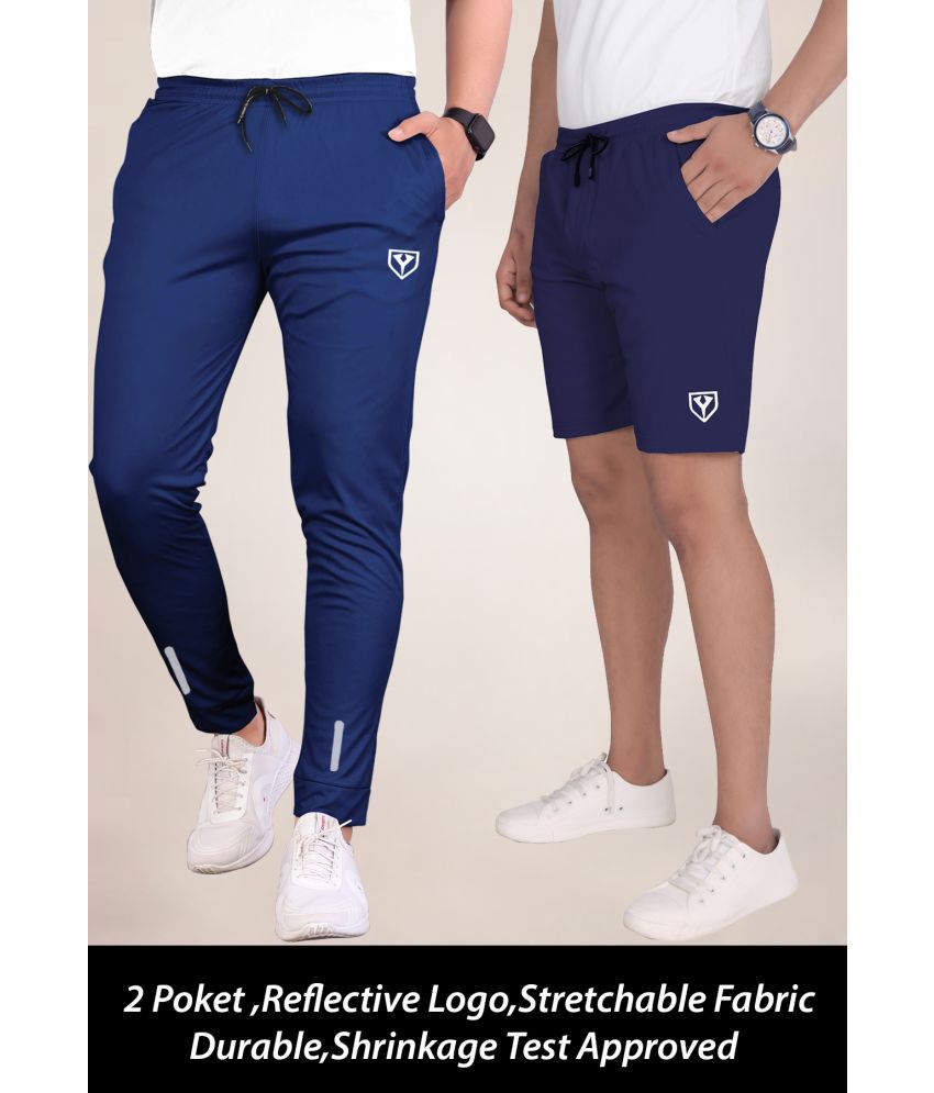     			Septem Navy Blue Polyester Men's Shorts ( Pack of 2 )