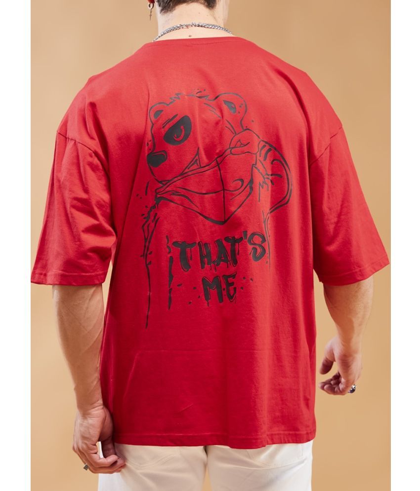     			Smartees Cotton Blend Oversized Fit Printed Half Sleeves Men's T-Shirt - Red ( Pack of 1 )