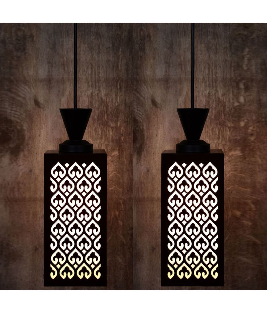     			Somil Wood Hanging Light Pendant Black - Pack of 2