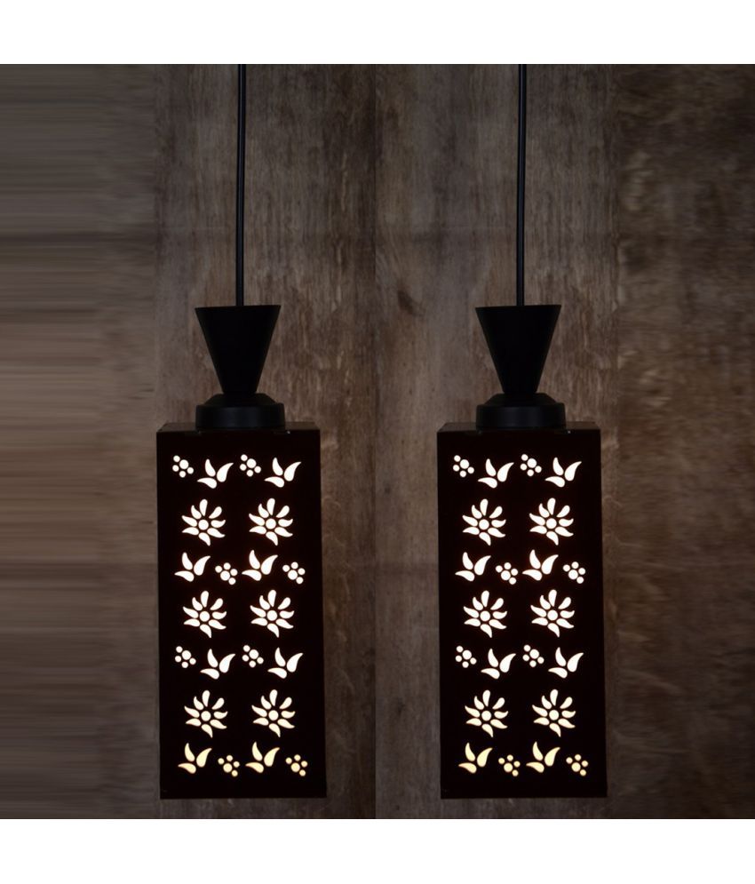     			Somil Wood Hanging Light Pendant Black - Pack of 2