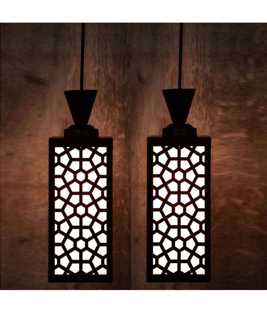     			Somil Wood Hanging Light Pendant Black - Pack of 2