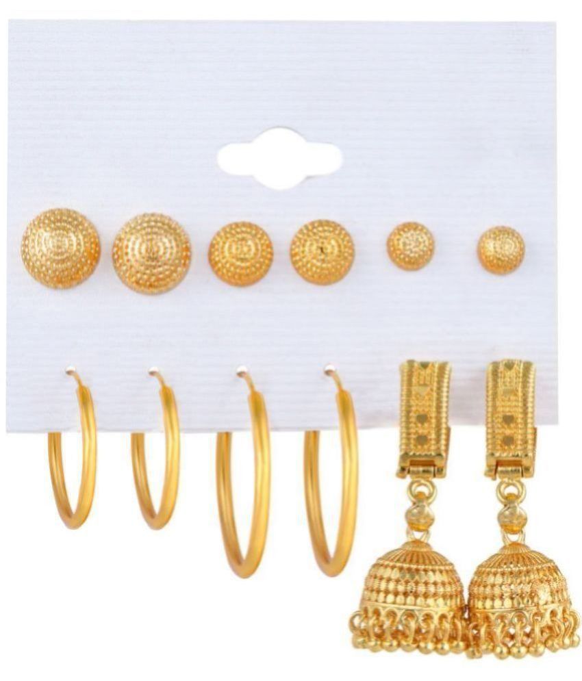     			Thrillz Golden Stud Earrings ( Pack of 6 )