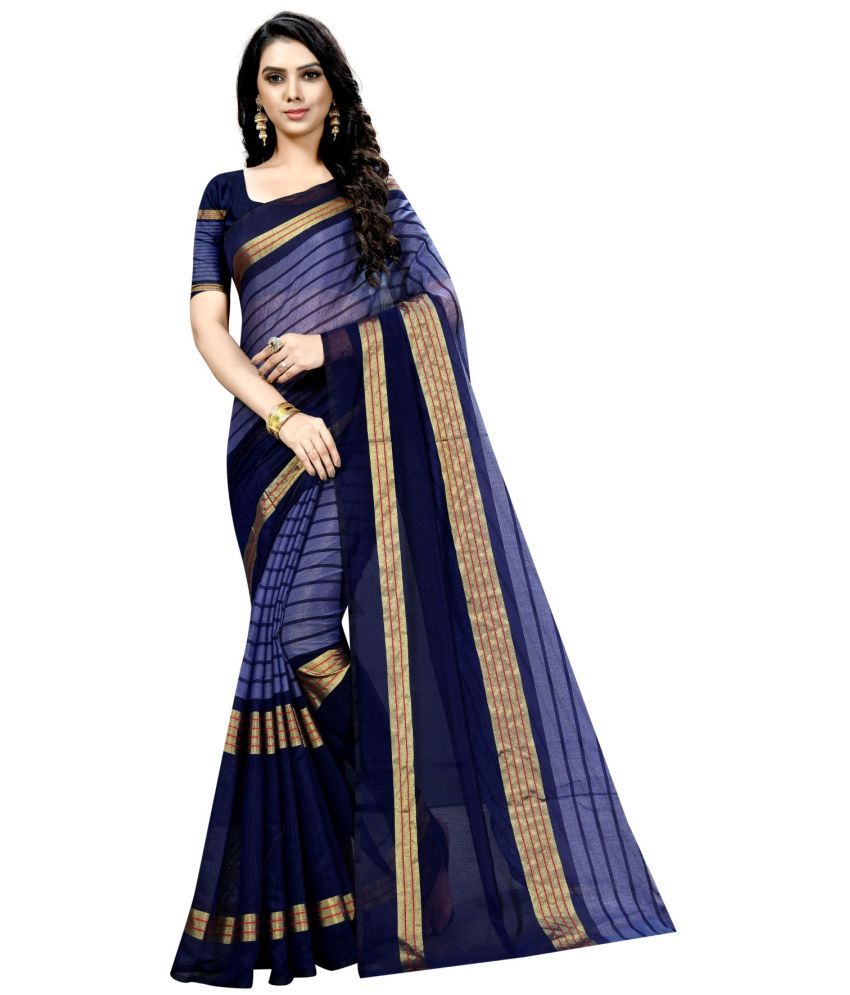     			Vkaran Cotton Silk Solid Saree Without Blouse Piece - Light Blue ( Pack of 1 )