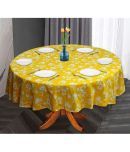 Oasis Hometex Printed Cotton 6 Seater Round Table Cover ( 152 x 152 ) cm Pack of 1 Yellow