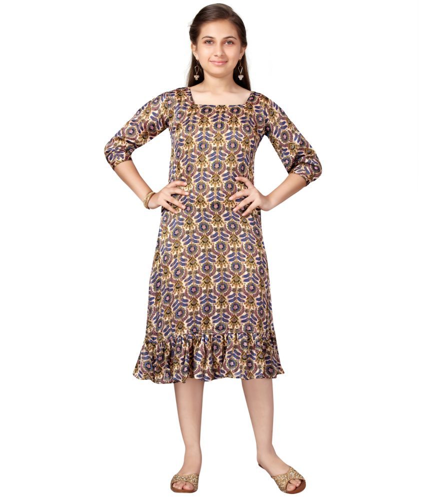     			Aarika Cotton Blend A-line Dress For Girls ( Pack of 1 , Beige )