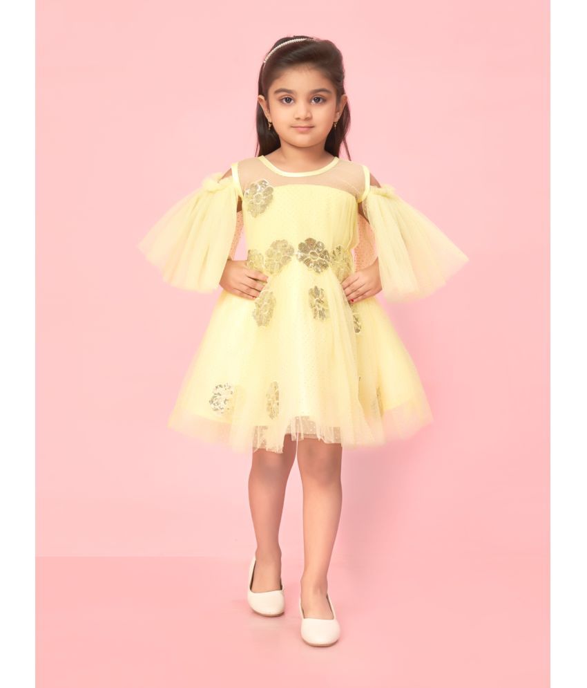     			Aarika Lemon Net Girls Frock ( Pack of 1 )