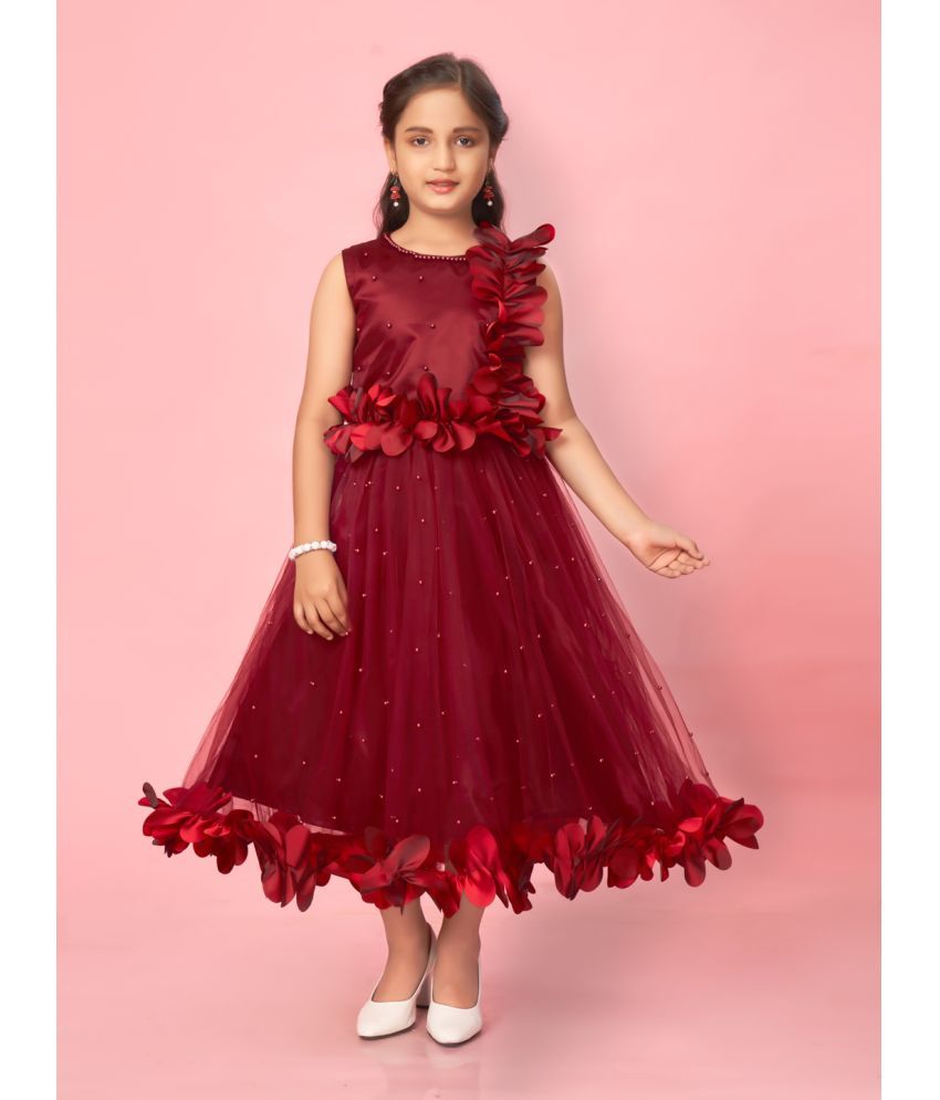     			Aarika Maroon Nylon Girls Gown ( Pack of 1 )