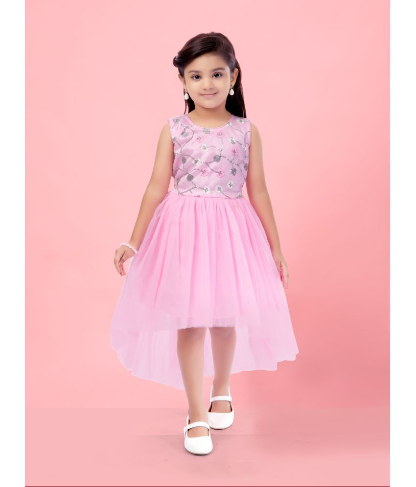     			Aarika Pink Nylon Girls Asymmetric Dress ( Pack of 1 )