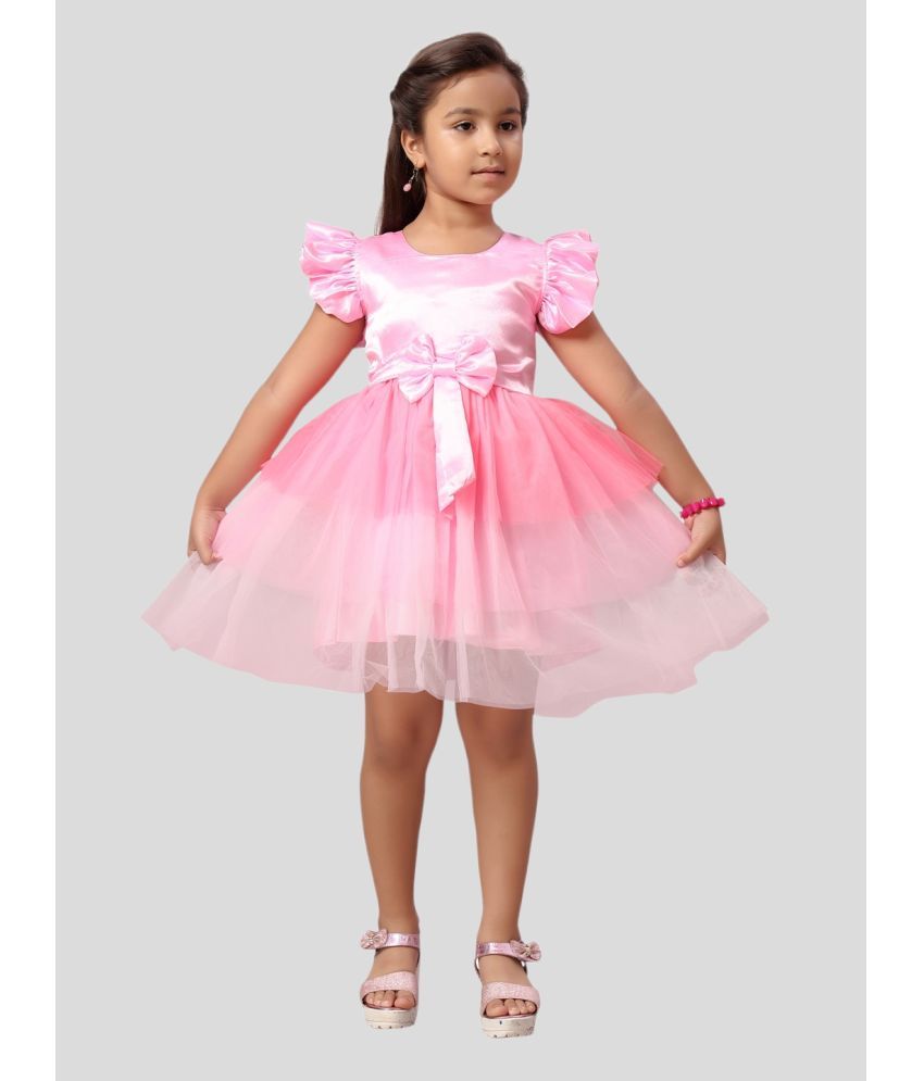     			Aarika Pink Nylon Girls Fit And Flare Dress ( Pack of 1 )