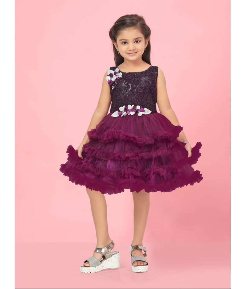     			Aarika Purple Net Girls Frock ( Pack of 1 )