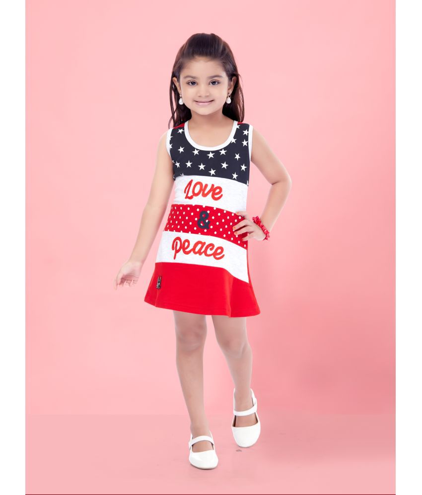     			Aarika Red Cotton Blend Girls A-line Dress ( Pack of 1 )