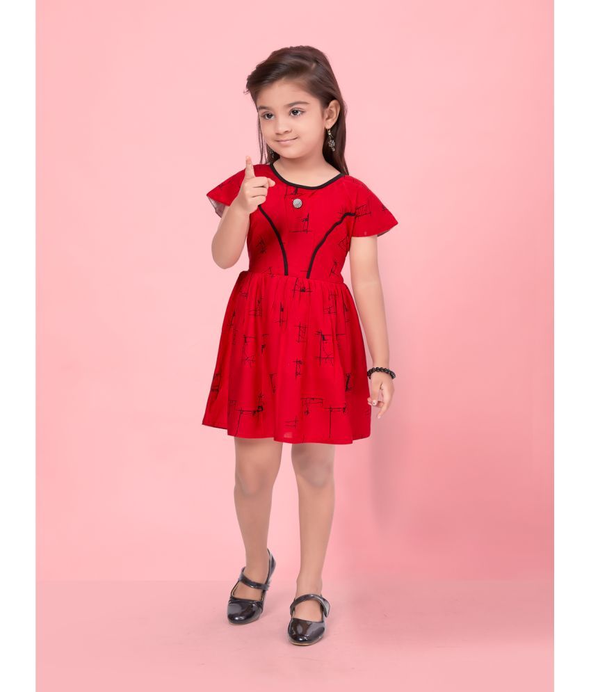     			Aarika Red Rayon Girls Frock ( Pack of 1 )