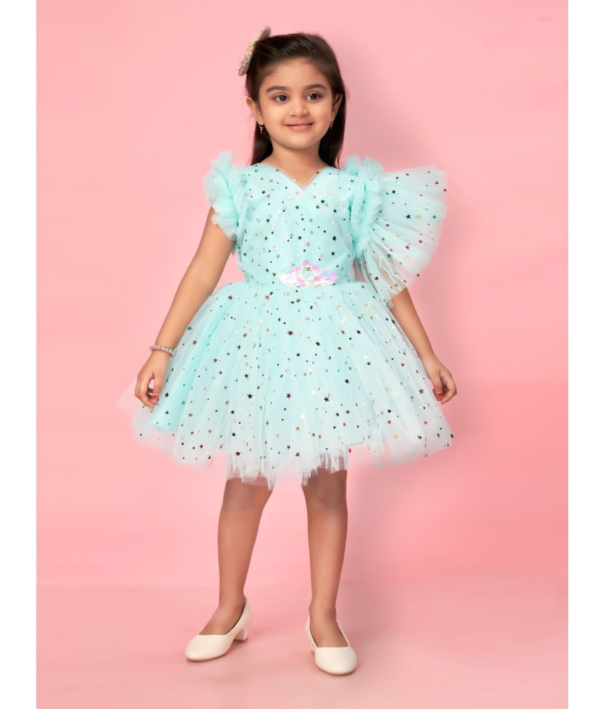     			Aarika Sea Green Net Girls Frock ( Pack of 1 )