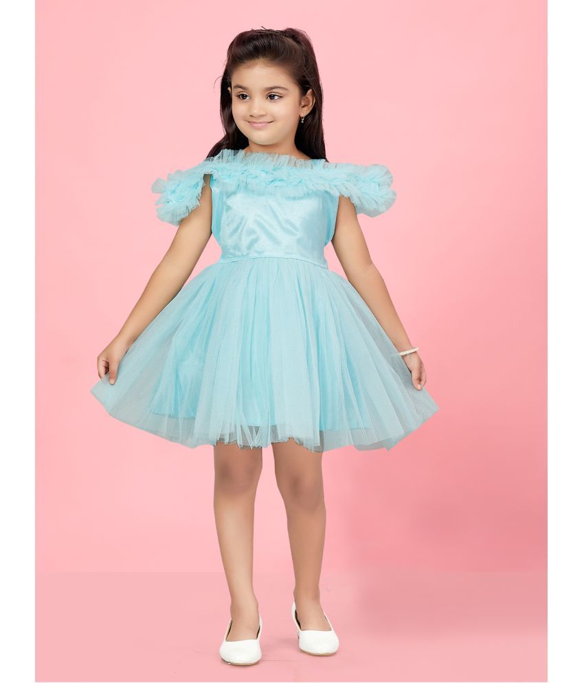     			Aarika Turquoise Net Girls Fit And Flare Dress ( Pack of 1 )