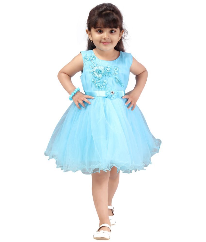     			Aarika Turquoise Net Girls Frock ( Pack of 1 )