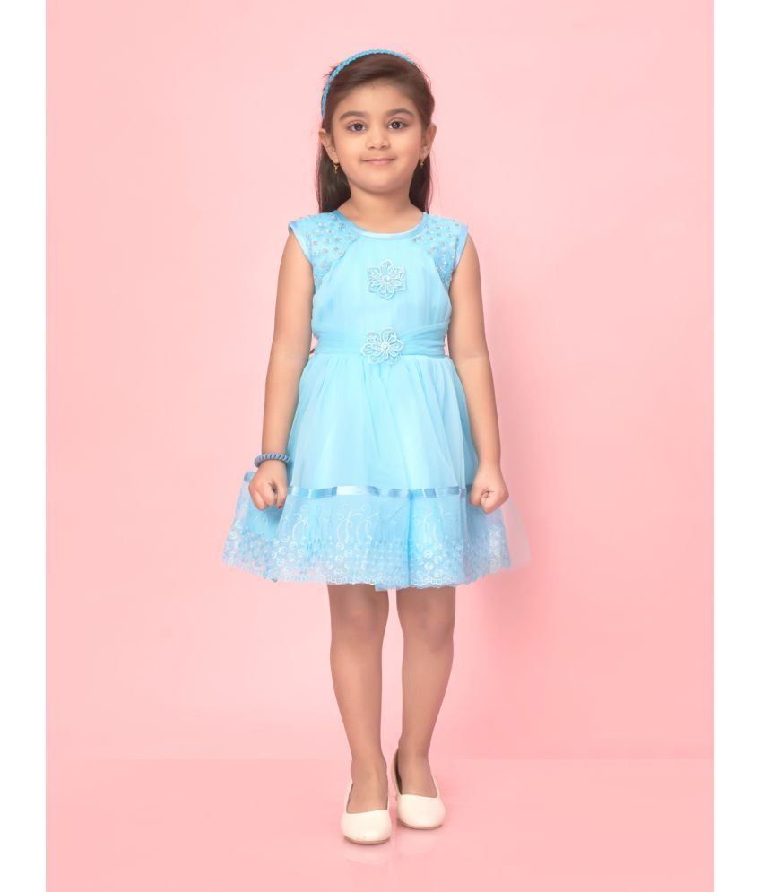     			Aarika Turquoise Net Girls Frock ( Pack of 1 )