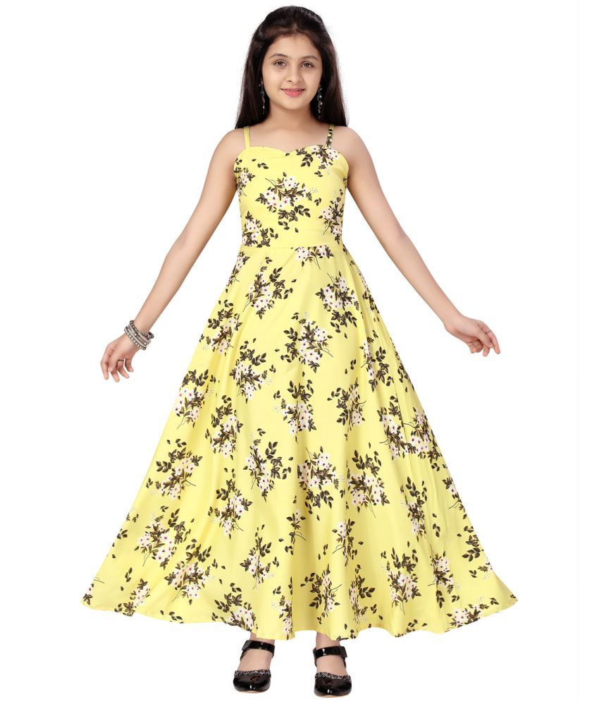     			Aarika Yellow Cotton Blend Girls Fit And Flare Dress ( Pack of 1 )