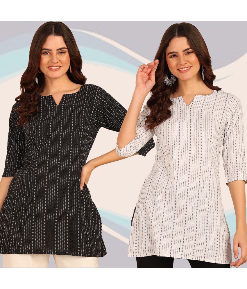     			DSK STUDIO Cotton Striped Straight Women's Kurti - Multicolor ( Pack of 2 )