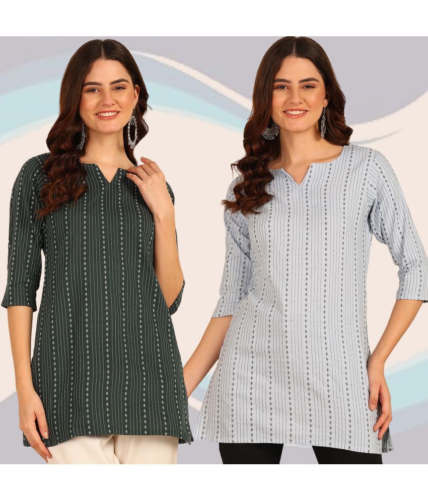     			DSK STUDIO Cotton Striped Straight Women's Kurti - Multicolor ( Pack of 2 )