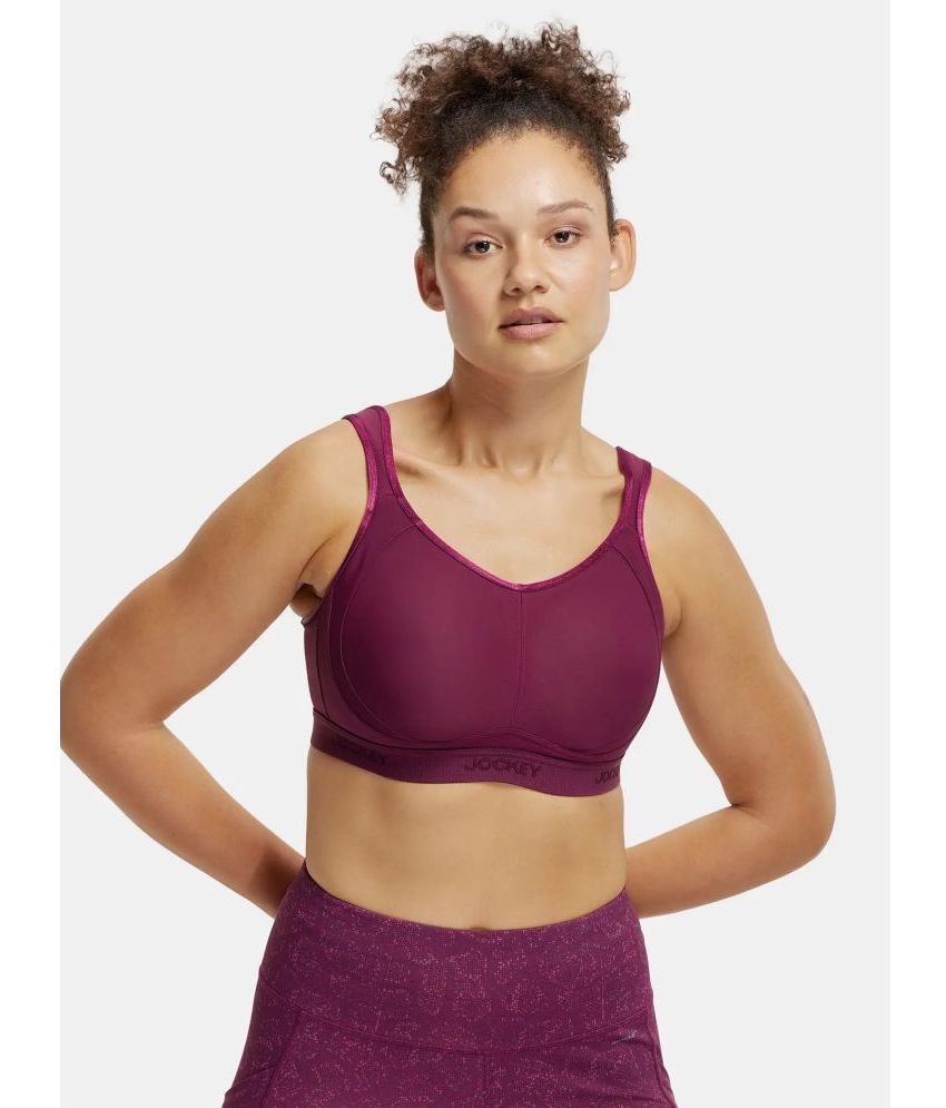     			Jockey MI11 Wirefree Non Padded Microfiber Elastane Full Coverage Sports Bra - Grape Wine