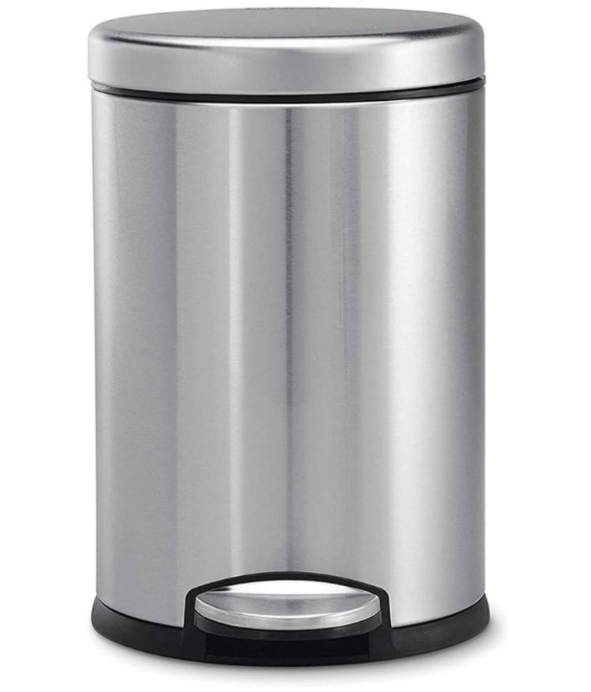     			Mumma's LIFE Stainless Steel Plain Pedal Bin with Plastic Bucket And Lid | Garbage Bin Trash Can, Round Shape Dustbin For Home, Bathroom, Kitchen, Office (Pedal Bin 7 * 11inch 5LTR)