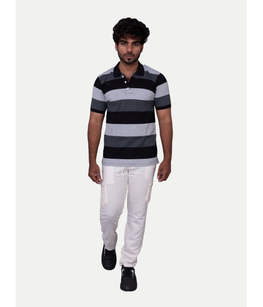     			Radprix Cotton Blend Regular Fit Striped Half Sleeves Men's T-Shirt - Black ( Pack of 1 )