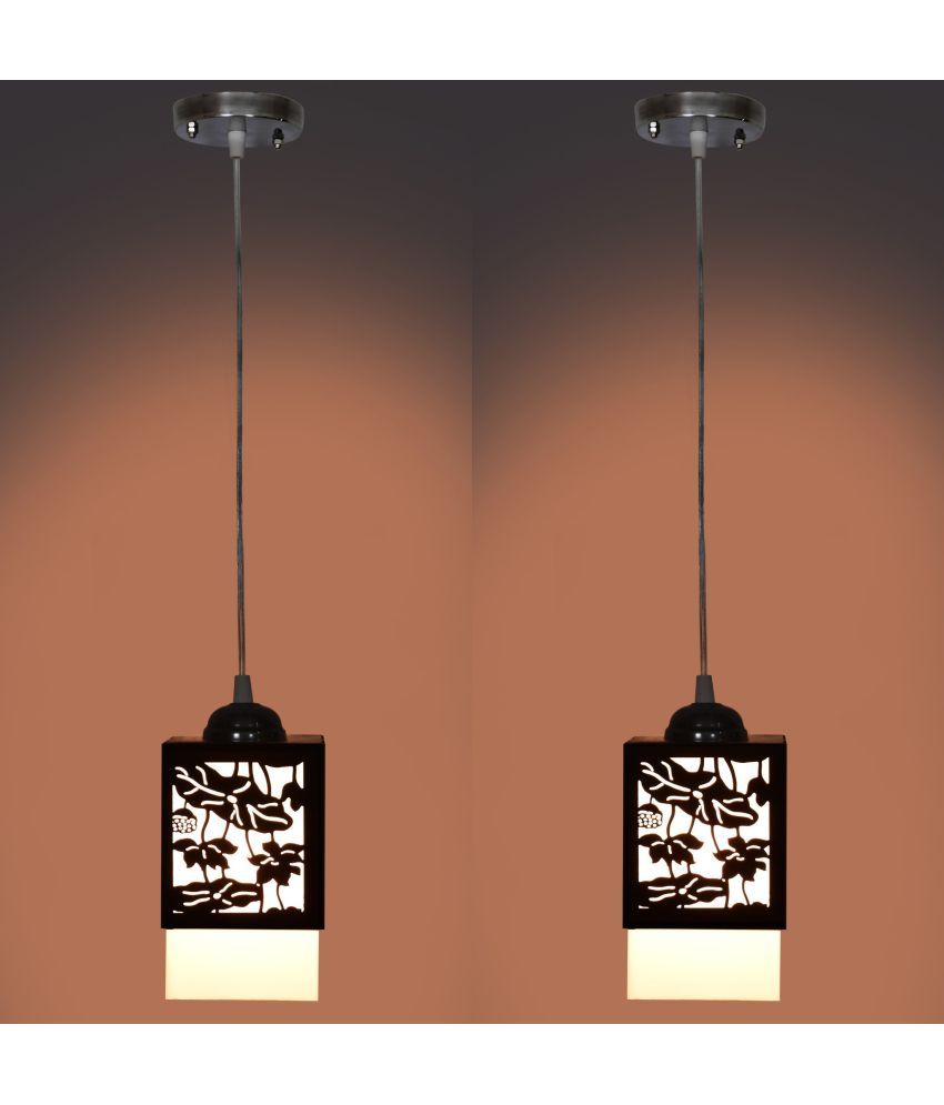     			Somil Wood Hanging Light Pendant Black - Pack of 2