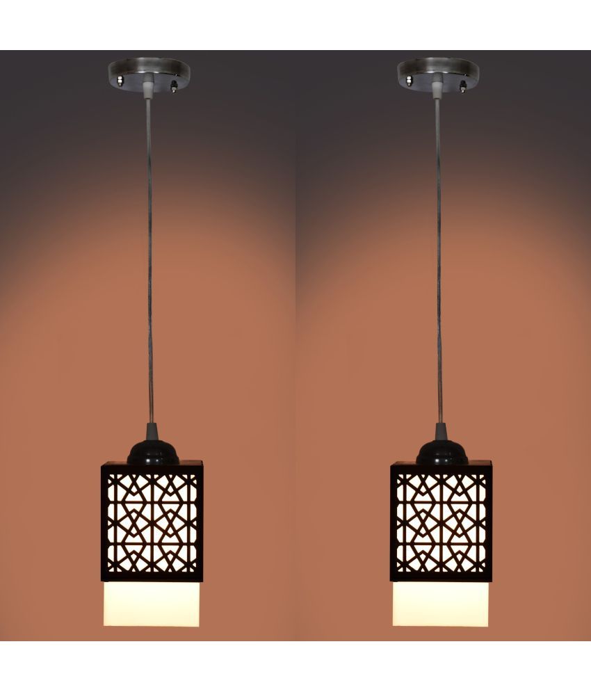     			Somil Wood Hanging Light Pendant Black - Pack of 2