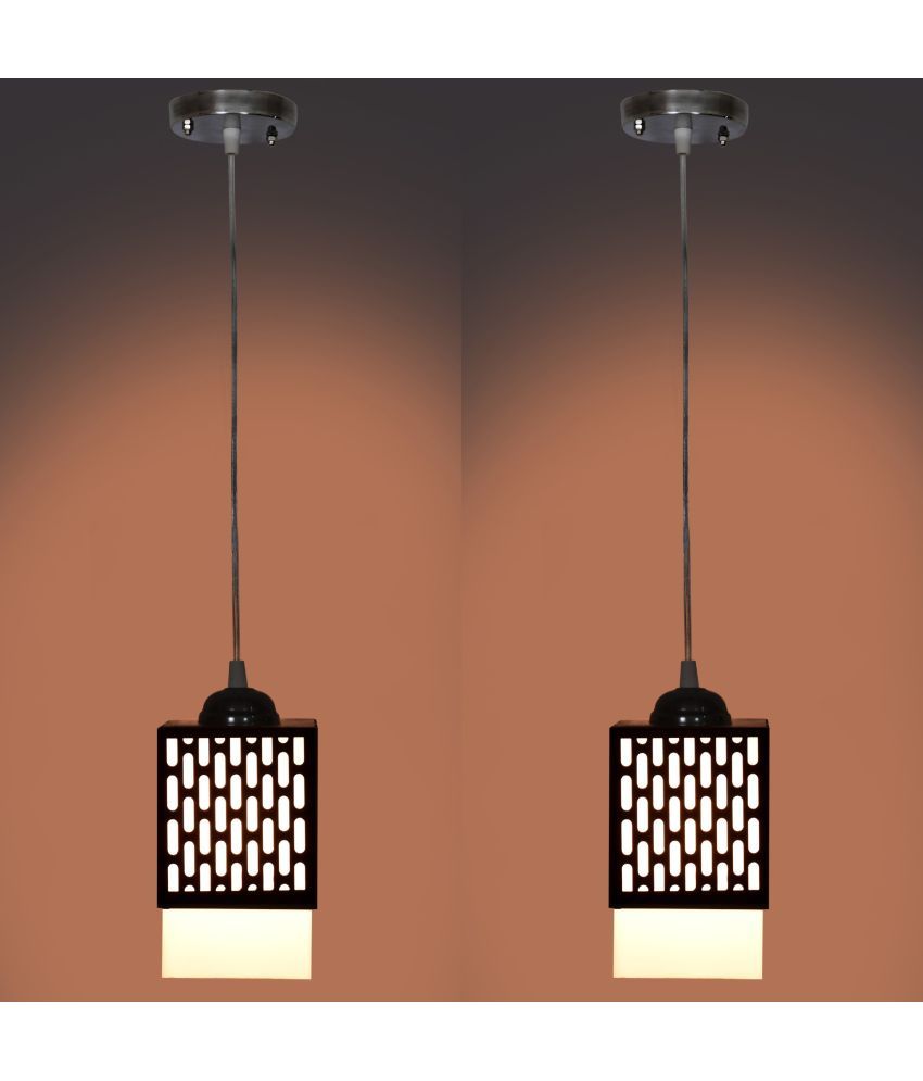     			Somil Wood Hanging Light Pendant Black - Pack of 2