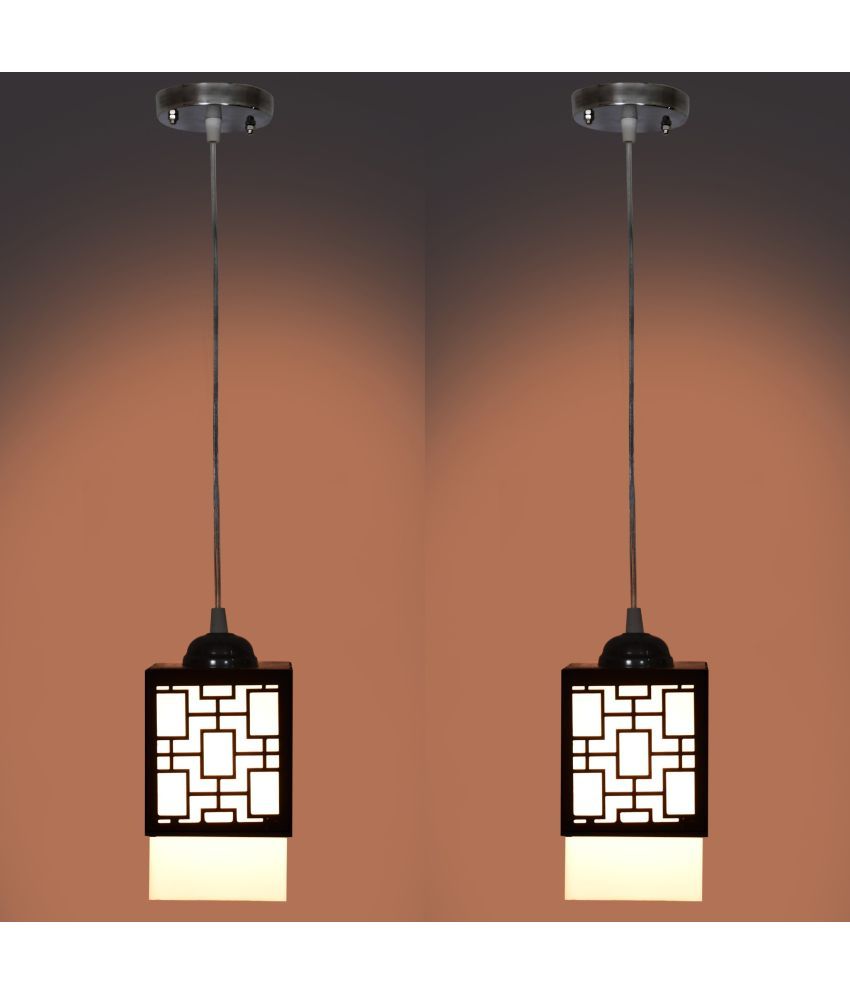     			Somil Wood Hanging Light Pendant Black - Pack of 2