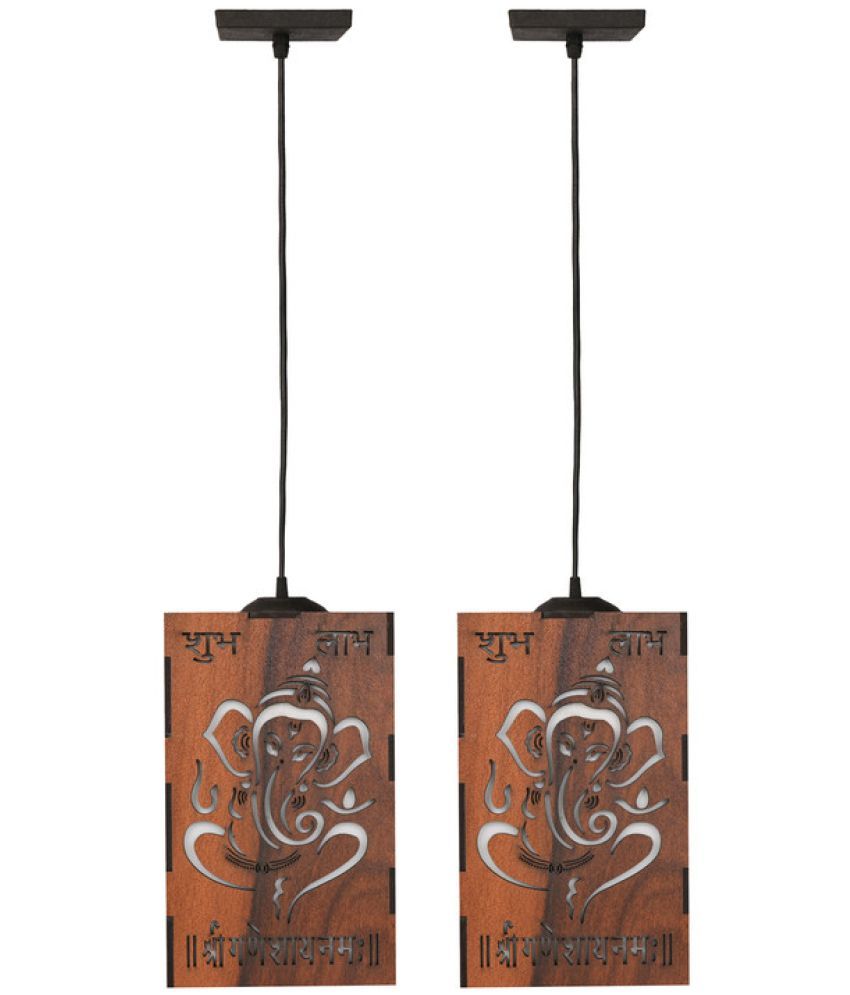     			Somil Wood Hanging Light Pendant Black - Pack of 2