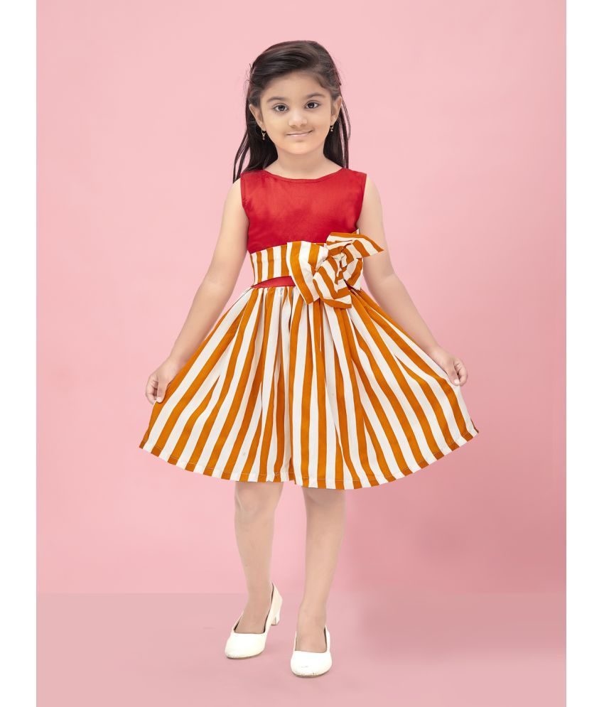     			Aarika Cotton Blend Frock For Girls ( Pack of 1 , Gold )