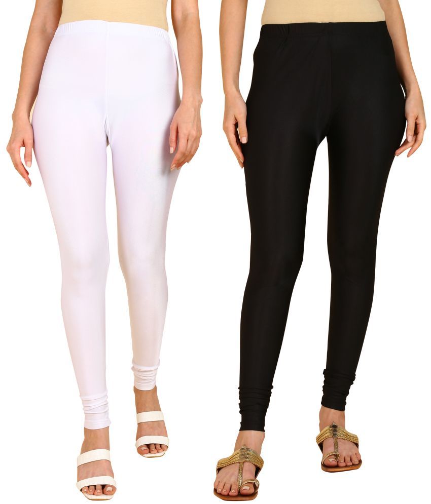     			Colorscube - Black,White Lycra Women's Churidar ( Pack of 2 )