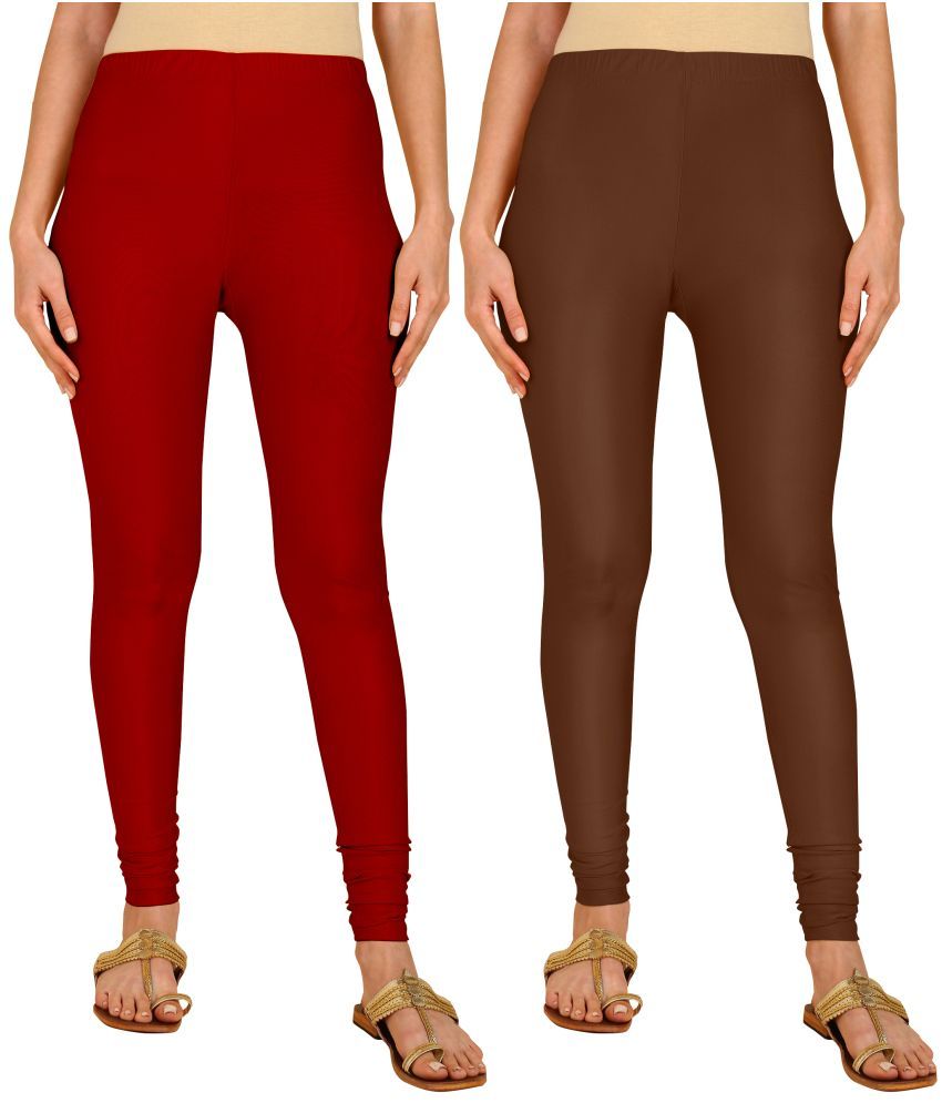     			Colorscube - Brown,Maroon Lycra Women's Leggings ( Pack of 2 )