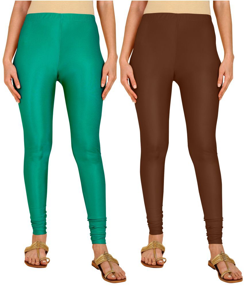    			Colorscube - Brown,Sea Green Lycra Women's Leggings ( Pack of 2 )