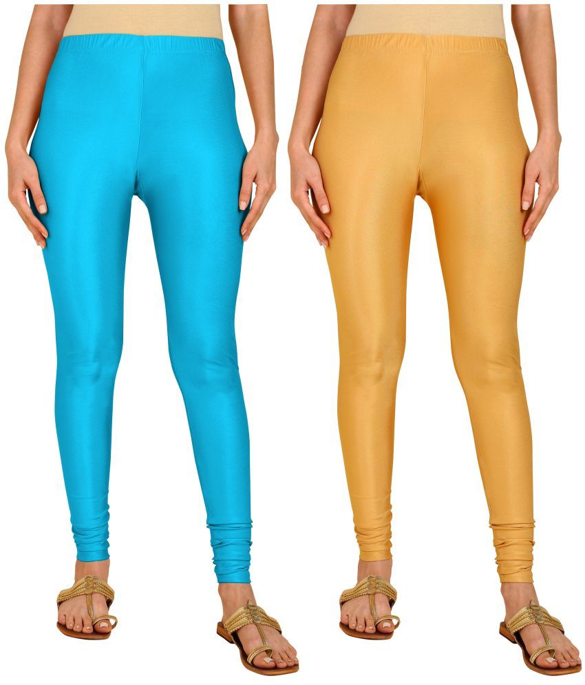     			Colorscube - Gold,Blue Lycra Women's Churidar ( Pack of 2 )