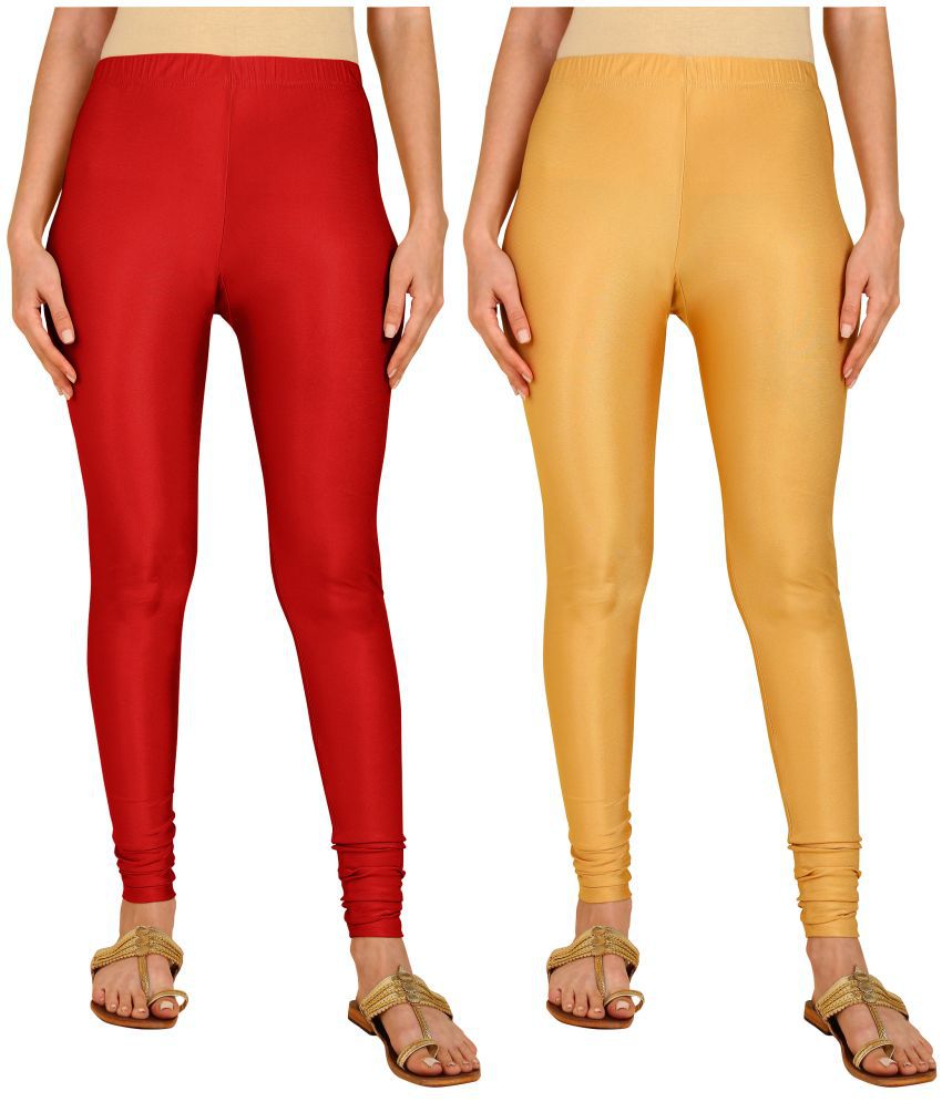     			Colorscube - Gold,Red Lycra Women's Leggings ( Pack of 2 )