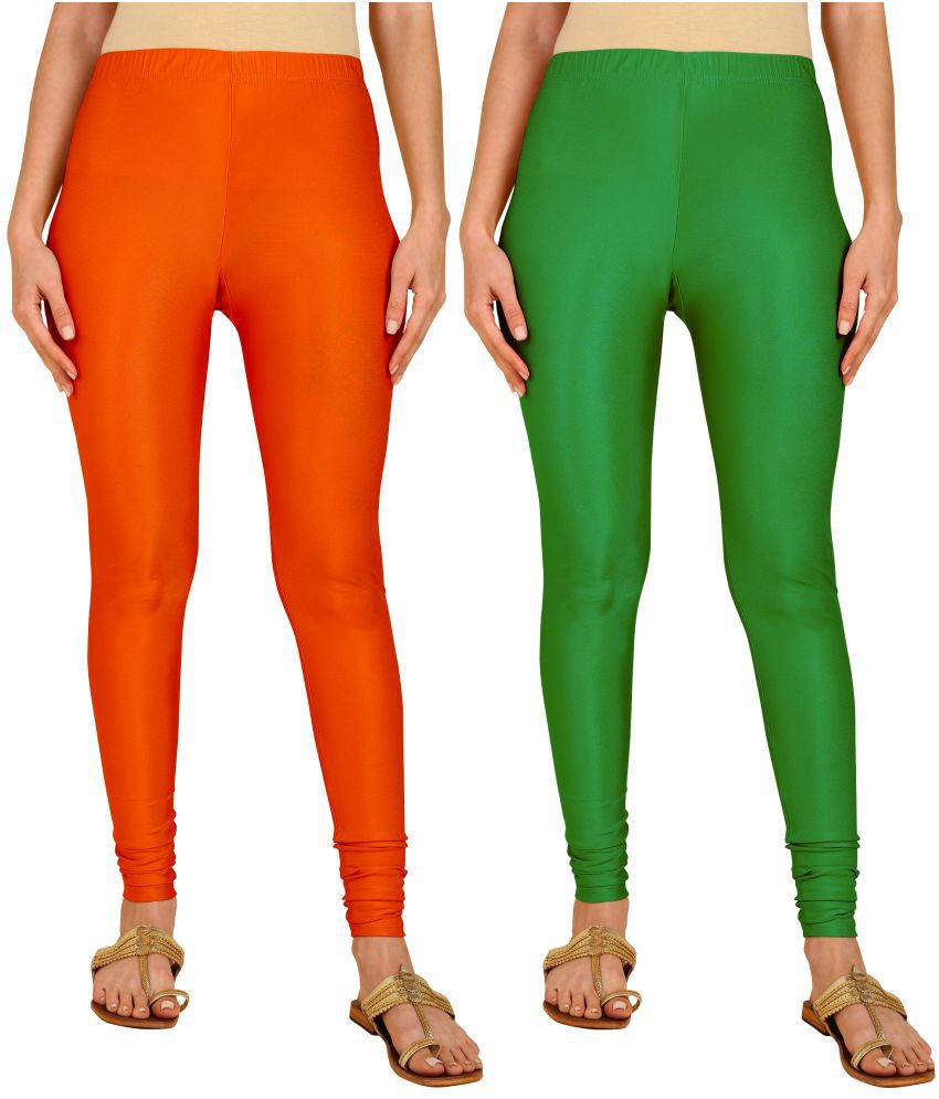     			Colorscube - Green,Orange Lycra Women's Churidar ( Pack of 2 )