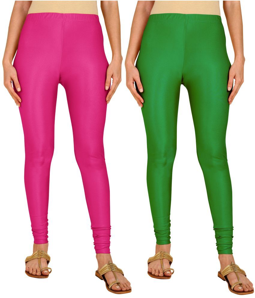     			Colorscube - Green,Pink Lycra Women's Churidar ( Pack of 2 )