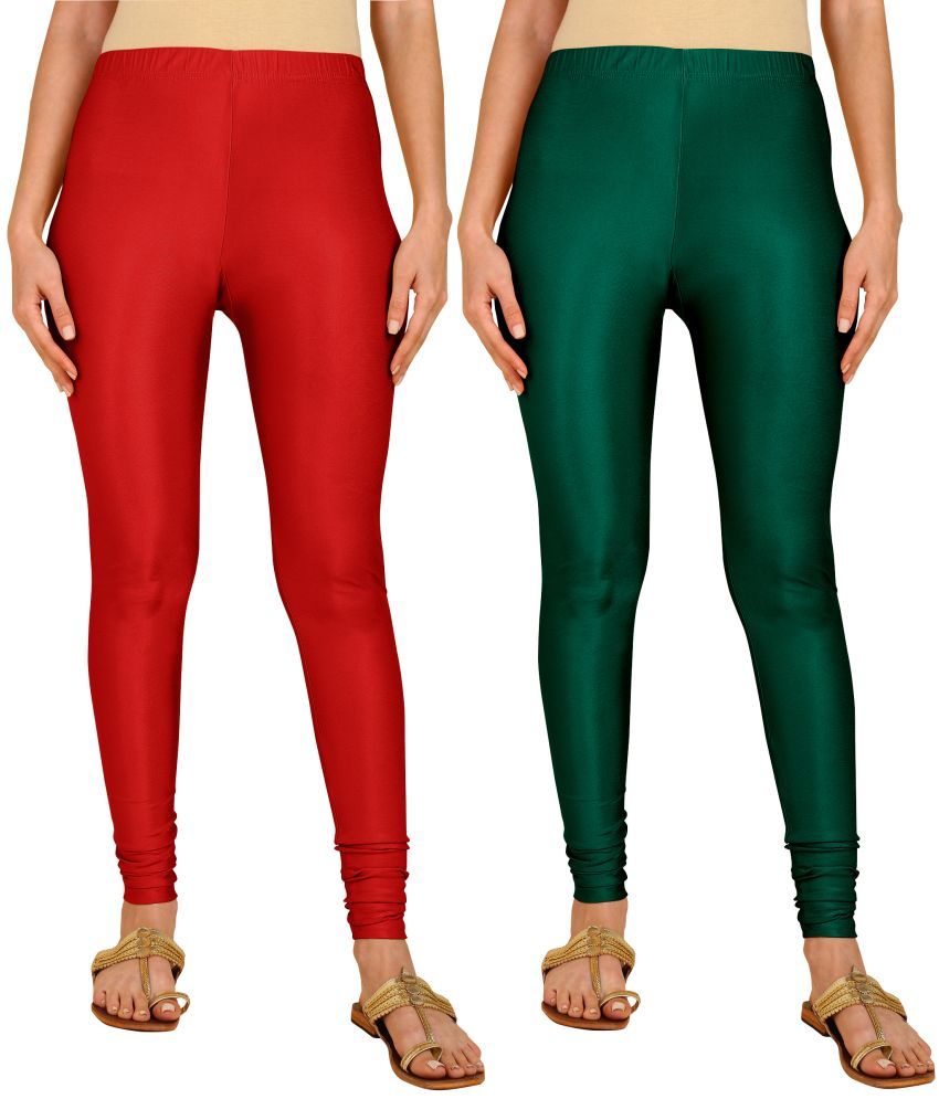     			Colorscube - Green,Red Lycra Women's Leggings ( Pack of 2 )