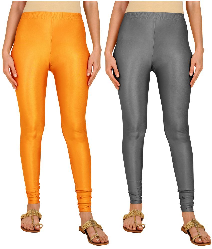     			Colorscube - Grey,Mustard Lycra Women's Churidar ( Pack of 2 )