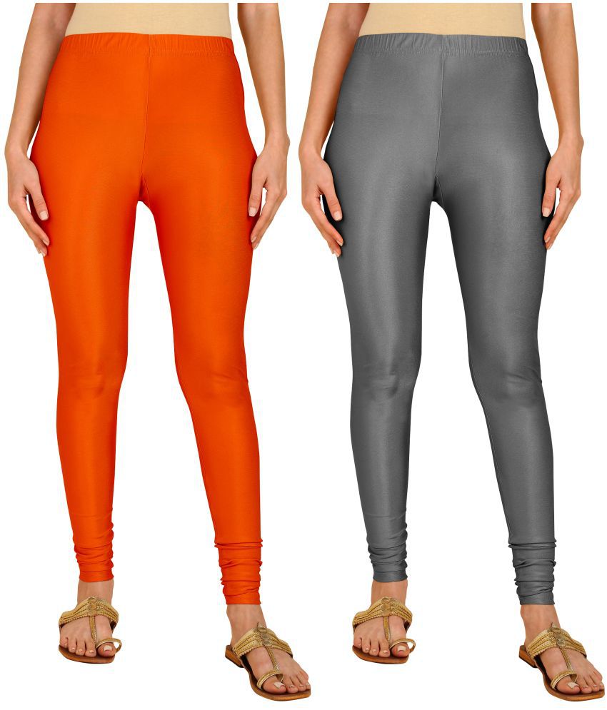     			Colorscube - Grey,Orange Lycra Women's Leggings ( Pack of 2 )